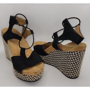 Lucky Brand Women’s Espadrille Wedge Sandals Black Size 8.5